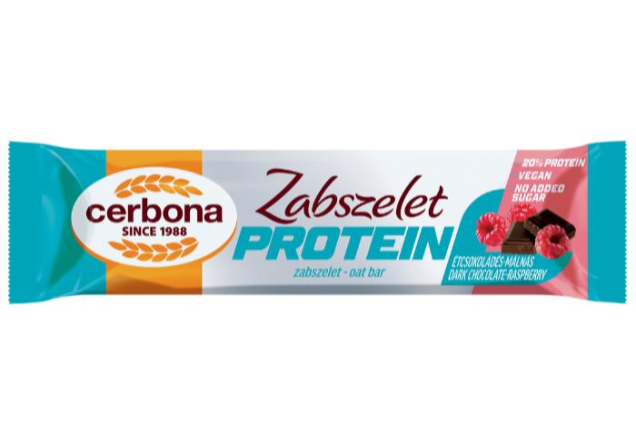 Cerbona Baton musli cu ciocolată neagră și zmeură bogat în proteine