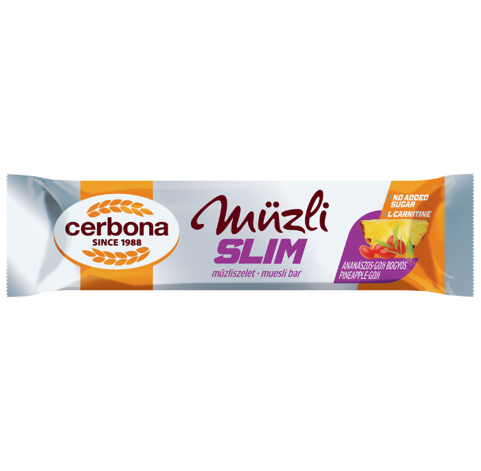 Slim Baton de cereale cu ananas-goji berry, cu L-carnitina, cu îndulcitor și fără zahăr adăugat
