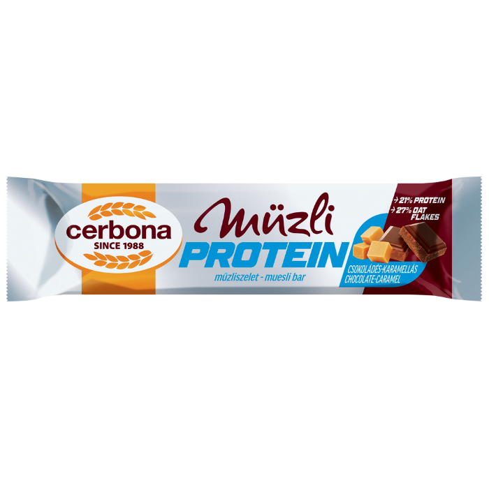 Chocolate-caramel protein muesli bar