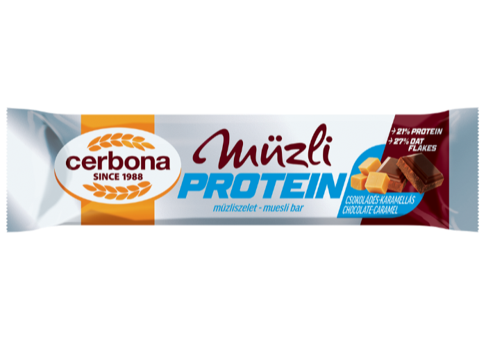 Chocolate-caramel protein muesli bar