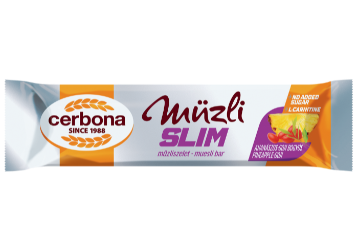 Slim Baton de cereale cu ananas-goji berry, cu L-carnitina, cu îndulcitor și fără zahăr adăugat