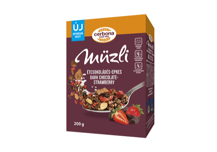 Musli cu ciocolată neagră si căpşuni