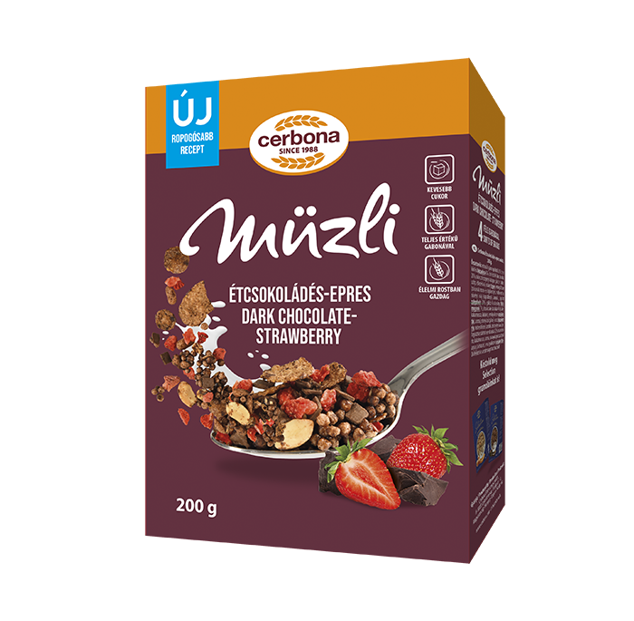 Musli cu ciocolată neagră si căpşuni