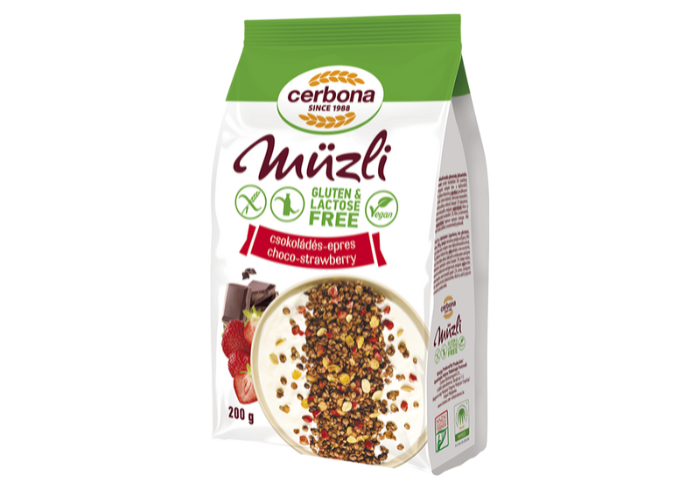 Muesli fără gluten cu ciocolată și căpșuni