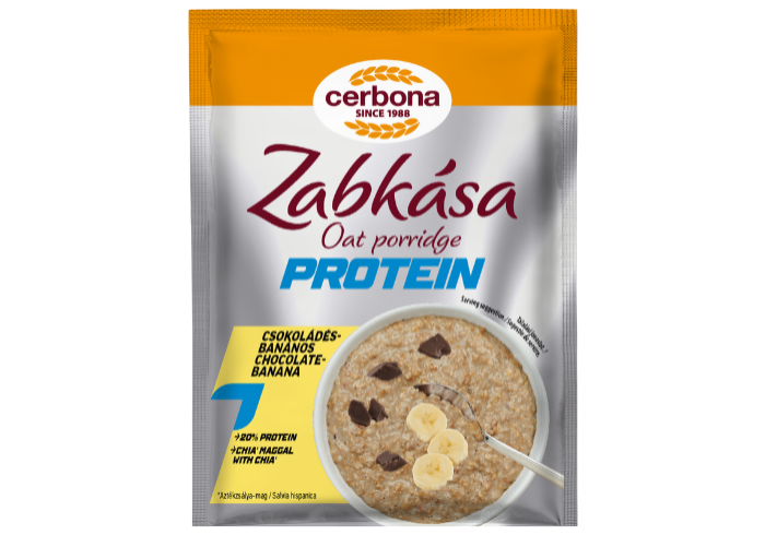 Protein Terci de ovăz cu ciocolată și banane, cu îndulcitori și fără zahăr adăugat, bogat în proteine
