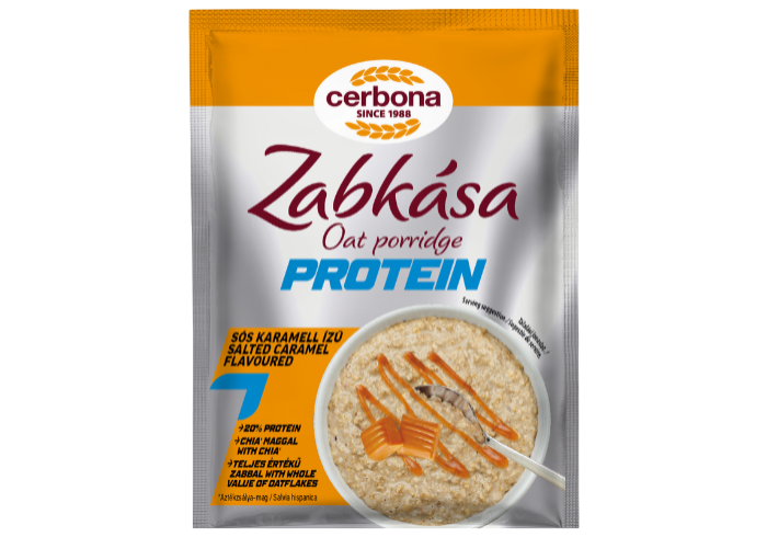 Protein Terci de ovăz cu aroma de caramel sarat, cu îndulcitor și fără zahăr adăugat, bogat în proteine