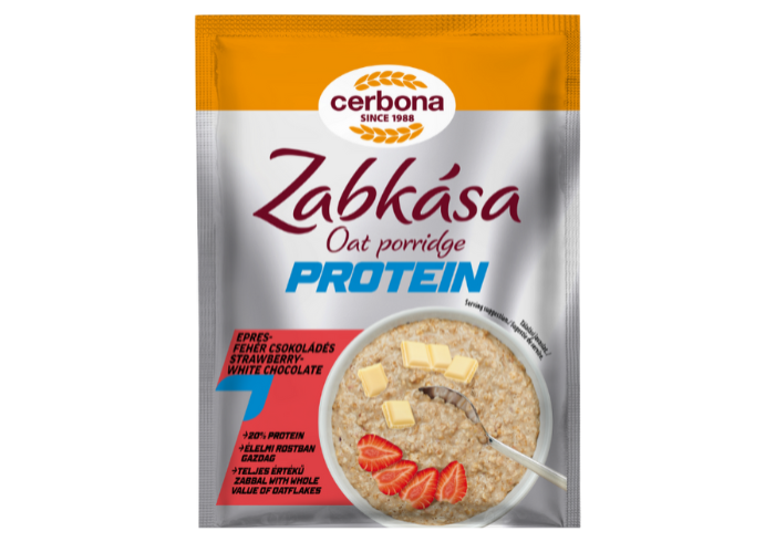 Porridge proteic cu căpșuni și ciocolată albă