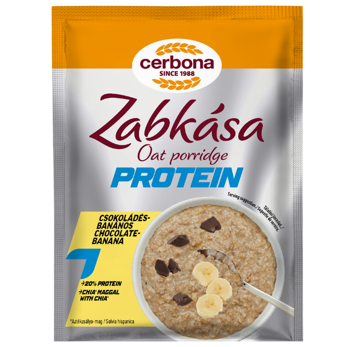 Protein Terci de ovăz cu ciocolată și banane, cu îndulcitori și fără zahăr adăugat, bogat în proteine