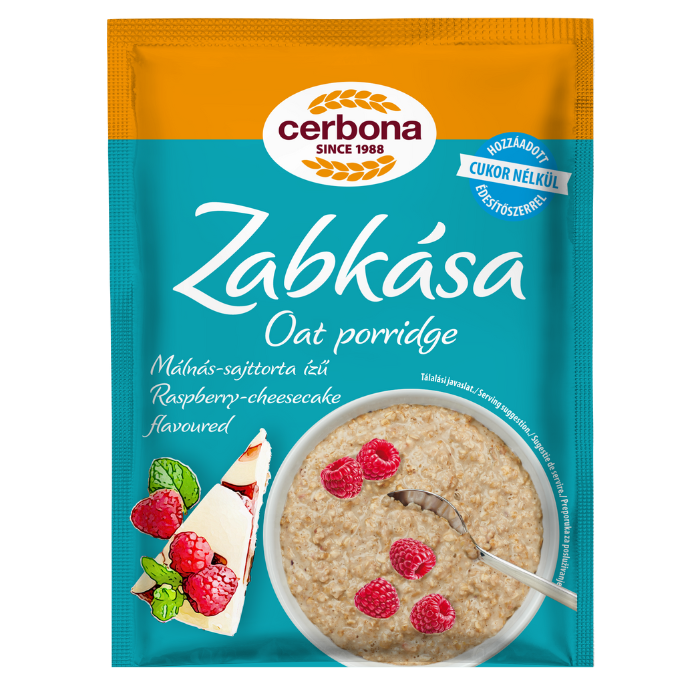 Málnás-sajttorta ízű zabkása