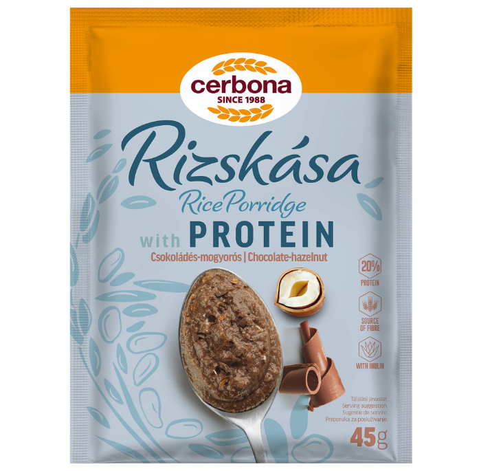 Chocolate hazelnut rice porridge with protein
