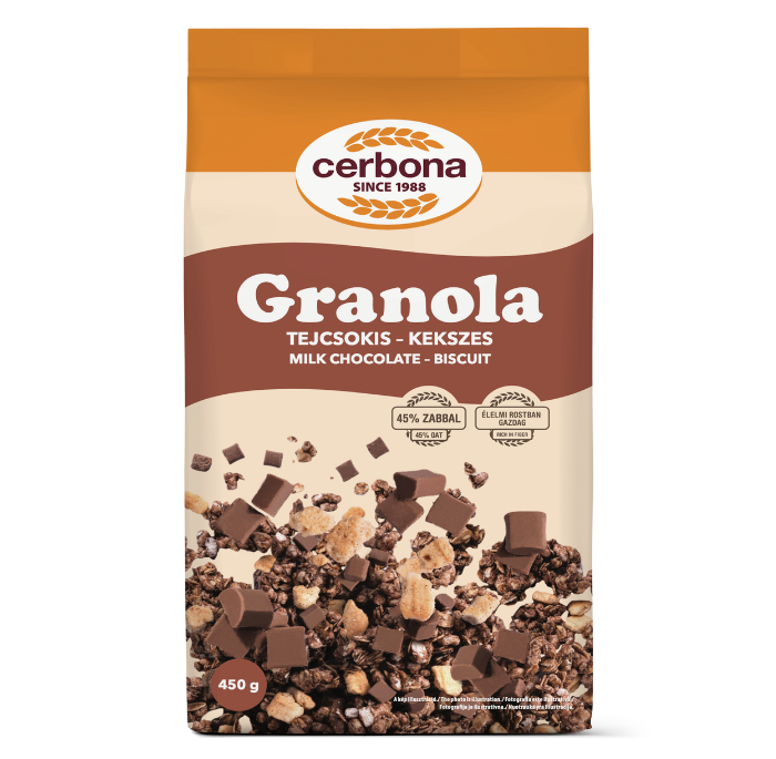 Tejcsokoládés-kekszes granola