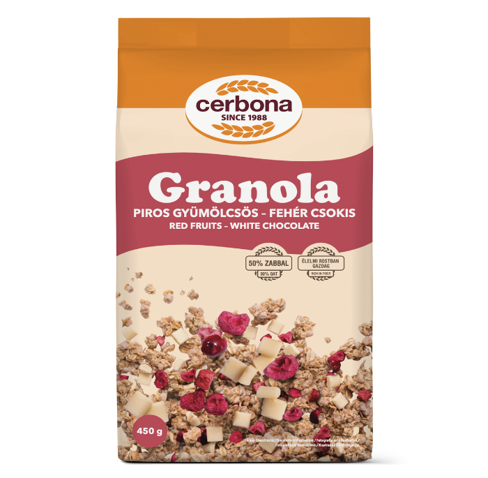 Red fruit and white chocolate granola